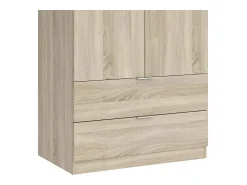 Armário Darest, Armário de quarto com 2 portas e 2 gavetas, Móveis de quarto com barra suspensa, 81x52h180 cm, Carvalho*Dmora Best
