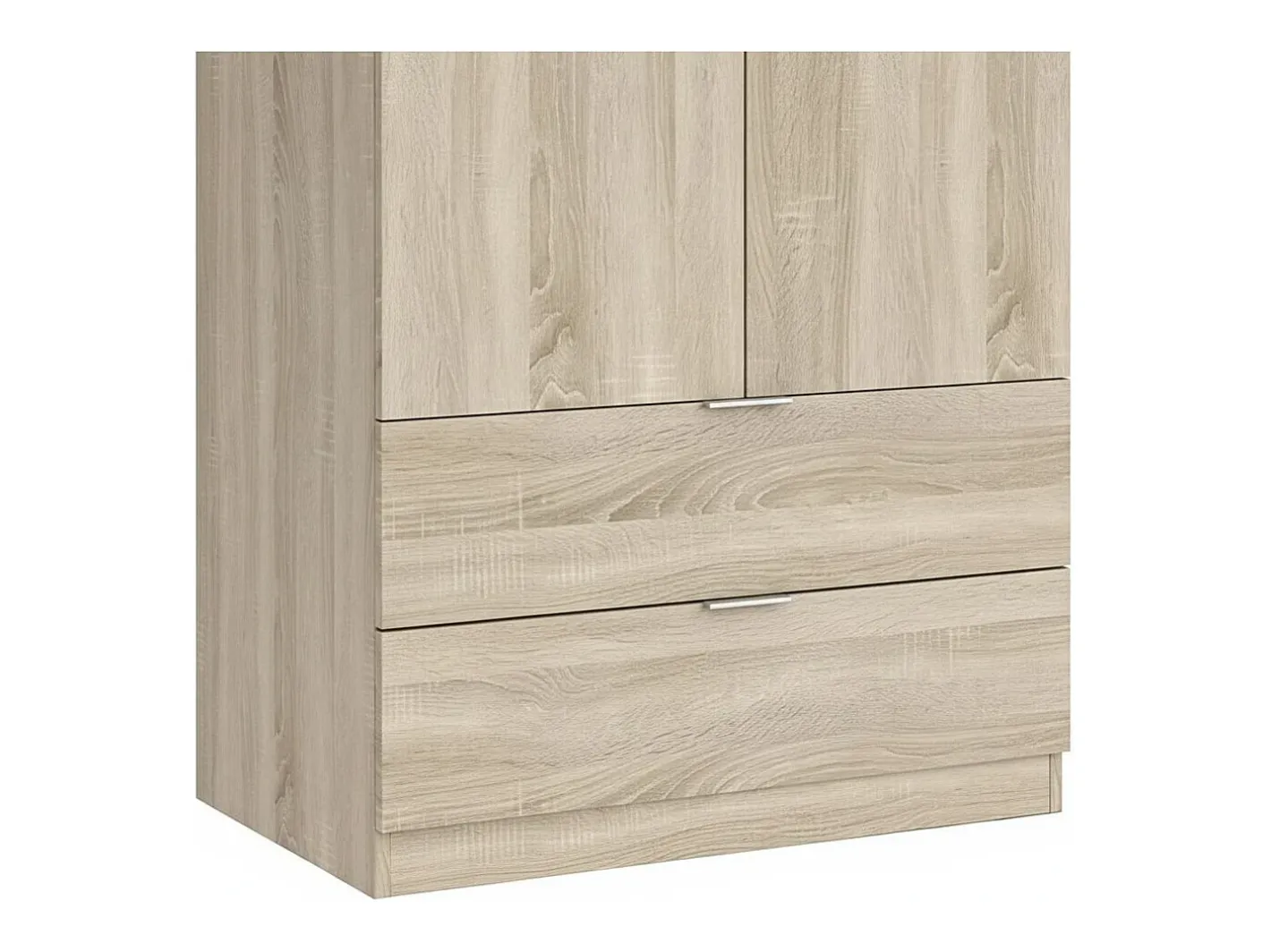 Armário Darest, Armário de quarto com 2 portas e 2 gavetas, Móveis de quarto com barra suspensa, 81x52h180 cm, Carvalho*Dmora Best
