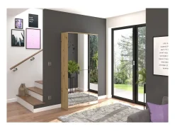 Armário de 2 portas com espelho – Carvalho claro – BODITE*Meublorama Discount