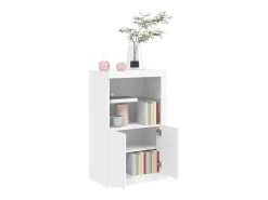 vidaxl Vitrina*Armário de apoio com luzes LED derivados de madeira Branco