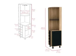 Armário de bar em melamina Kaia com 3 prateleiras, 9 suportes para copos, 10 suportes para garrafas, multicolor, 180 cm X 45 cm X 45 cm X 45 cm*TuHome New