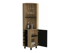 Armário de bar em melamina Kaia com 3 prateleiras, 9 suportes para copos, 10 suportes para garrafas, multicolor, 180 cm X 45 cm X 45 cm X 45 cm*TuHome New