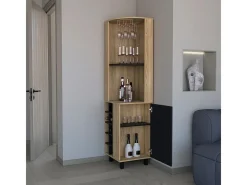Armário de bar em melamina Kaia com 3 prateleiras, 9 suportes para copos, 10 suportes para garrafas, multicolor, 180 cm X 45 cm X 45 cm X 45 cm*TuHome New