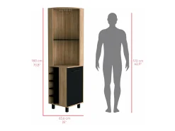 Armário de bar em melamina Kaia com 3 prateleiras, 9 suportes para copos, 10 suportes para garrafas, multicolor, 180 cm X 45 cm X 45 cm X 45 cm*TuHome New