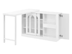 Sale Armário de bar giratório preto - Mesa de bar com 2 portas de vidro e 2 compartimentos de arrumação abertos - tampo giratório Móvel De Bar