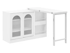 Sale Armário de bar giratório preto - Mesa de bar com 2 portas de vidro e 2 compartimentos de arrumação abertos - tampo giratório Móvel De Bar
