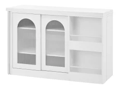 Sale Armário de bar giratório preto - Mesa de bar com 2 portas de vidro e 2 compartimentos de arrumação abertos - tampo giratório Móvel De Bar