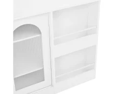 Sale Armário de bar giratório preto - Mesa de bar com 2 portas de vidro e 2 compartimentos de arrumação abertos - tampo giratório Móvel De Bar