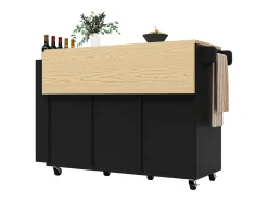 Armário de cozinha com porta - 110 x 42 x 90 cm - carrinho de cozinha com 3 gavetas - MDF -^Merax Sale