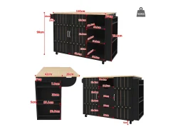 Armário de cozinha com porta - 110 x 42 x 90 cm - carrinho de cozinha com 3 gavetas - MDF -^Merax Sale