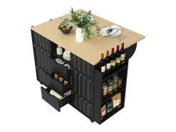 Armário de cozinha com porta - 110 x 42 x 90 cm - carrinho de cozinha com 3 gavetas - MDF -^Merax Sale
