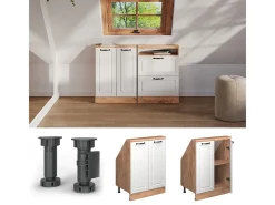 Armário de cozinha para sótão inclinado casa de campo branca 60x46x81.6 r-line*Vicco Outlet