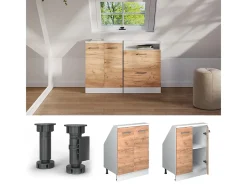 Vicco Móvel De Arrumação*Armário de cozinha para sótão inclinado carvalho goldkraft 60x46x81.6 r-line Natural escuro