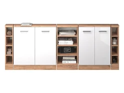 Vicco Móvel De Arrumação*Armário de cozinha para sótão inclinado alto brilho 210x46x81.6 r-line Branco