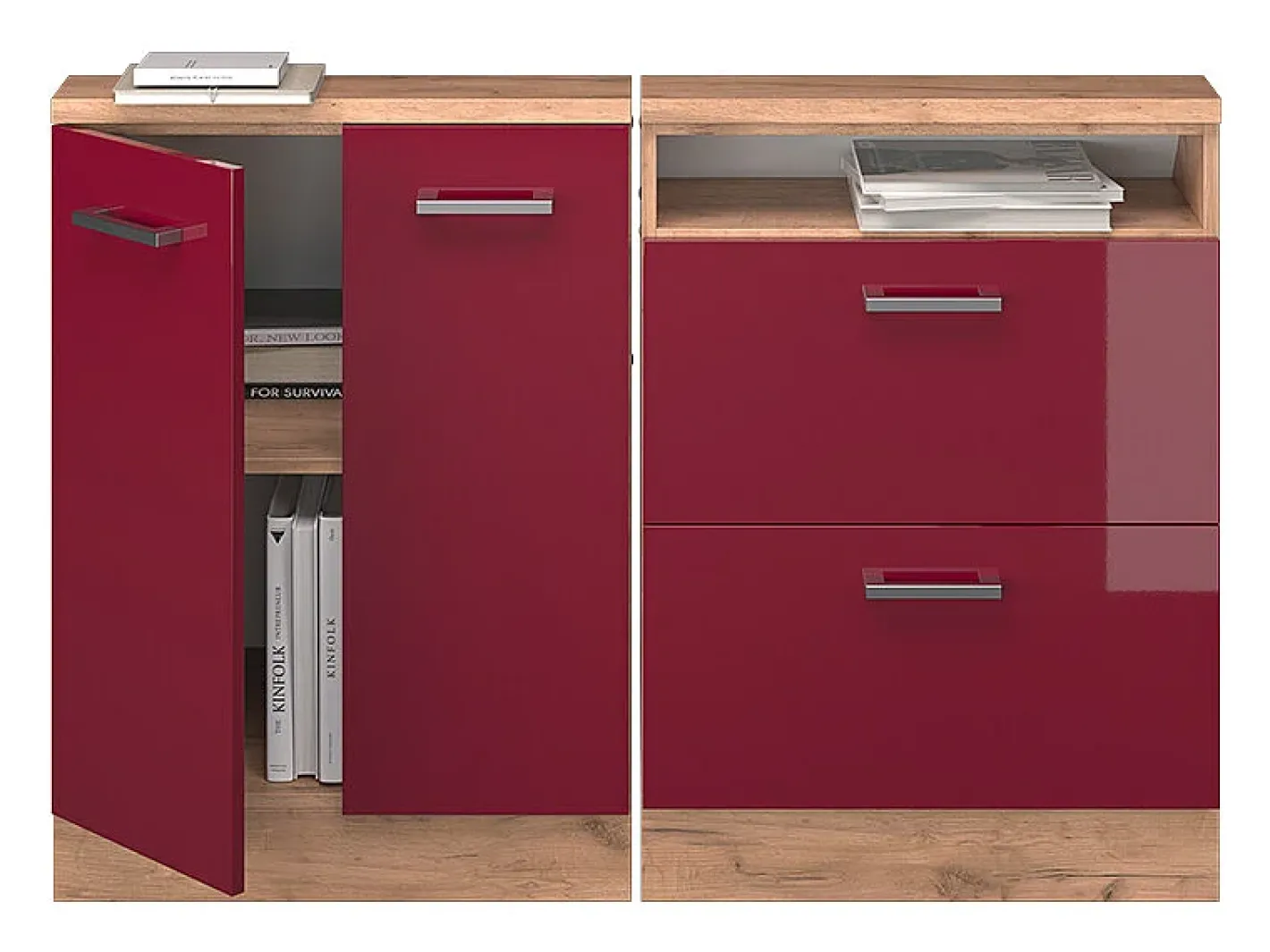 Armário de cozinha para sótão inclinado alto brilho 120x46x81.6 r-line*Vicco Discount