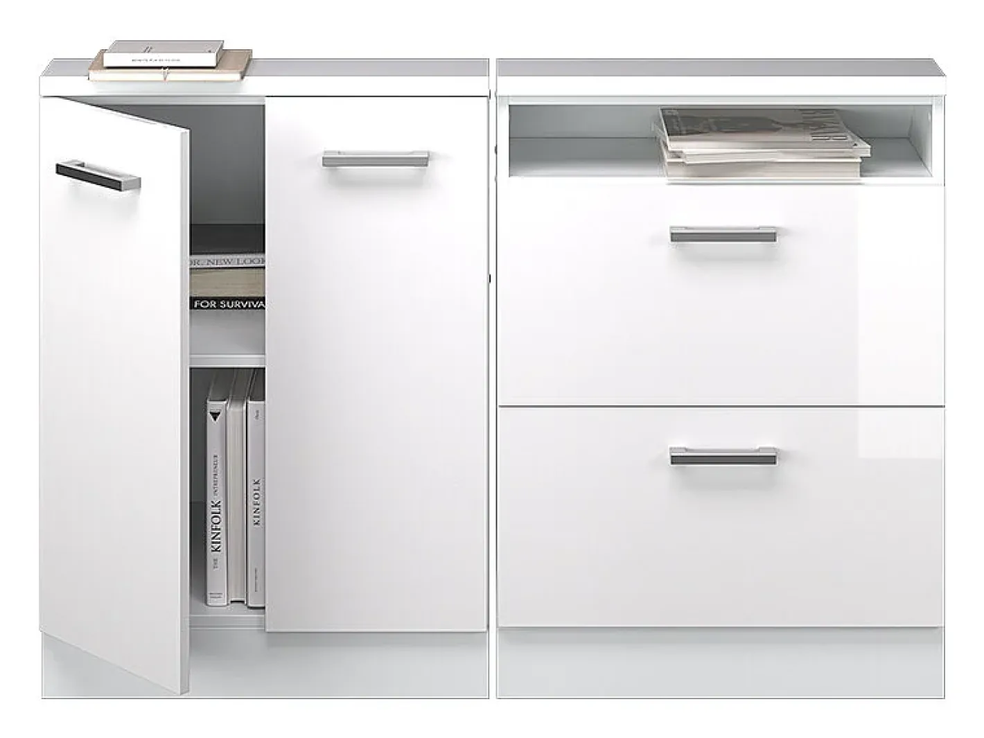 Armário de cozinha para sótão inclinado alto brilho 120x46x81.6 r-line Móvel De Arrumação