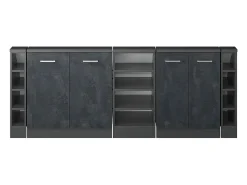 Vicco Móvel De Arrumação*Armário de cozinha para sótão inclinado concreto 210x46x81.6 r-line Preto