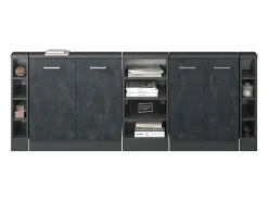 Vicco Móvel De Arrumação*Armário de cozinha para sótão inclinado concreto 210x46x81.6 r-line Preto