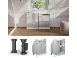 Vicco Móvel De Arrumação*Armário de cozinha para sótão inclinado betão 60x46x81.6 r-line Cinzento claro