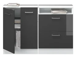 Armário de cozinha para sótão inclinado antracite alto brilho 120x46x81.6 r-line^Vicco Outlet