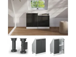 Vicco Móvel De Arrumação*Armário de cozinha para sótão inclinado casa de campo antracite 60x46x81.6 r-line Cinza antracite