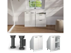 Armário de cozinha para sótão inclinado casa de campo branca 60x46x81.6 r-line*Vicco New