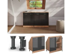 Armário de cozinha para sótão inclinado antracite alto brilho 80x46x81.6 r-line*Vicco Discount