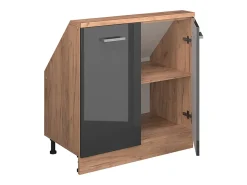 Armário de cozinha para sótão inclinado antracite alto brilho 80x46x81.6 r-line*Vicco Discount