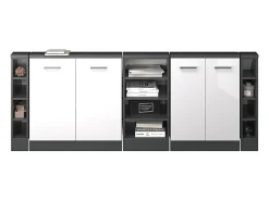 Vicco Móvel De Arrumação*Armário de cozinha para sótão inclinado alto brilho 210x46x81.6 r-line Branco