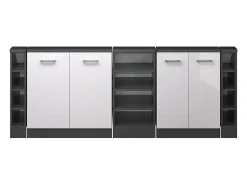 Vicco Móvel De Arrumação*Armário de cozinha para sótão inclinado alto brilho 210x46x81.6 r-line Branco