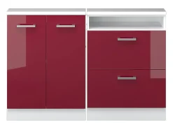 Armário de cozinha para sótão inclinado brilhante/branco 120x46x81.6 r-line*Vicco Best