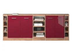 Vicco Móvel De Arrumação*Armário de cozinha para sótão inclinado alto brilho 210x46x81.6 r-line Vermelho