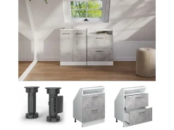 Vicco Móvel De Arrumação*Armário de cozinha para sótão inclinado betão 60x46x81.6 r-line Cinzento claro