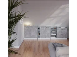 Vicco Móvel De Arrumação*Armário de cozinha para sótão inclinado betão 60x46x81.6 r-line Cinzento claro