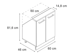 Armário de cozinha para sótão inclinado -cinza 60x46x81.6 r-line^Vicco Outlet