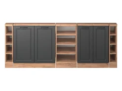 Vicco Móvel De Arrumação*Armário de cozinha para sótão inclinado casa de campo antracite 210x46x81.6 r-line Cinza antracite