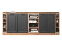 Vicco Móvel De Arrumação*Armário de cozinha para sótão inclinado casa de campo antracite 210x46x81.6 r-line Cinza antracite
