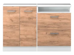 Vicco Móvel De Arrumação*Armário de cozinha para sótão inclinado carvalho goldkraft 120x46x81.6 r-line Natural escuro