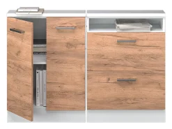 Vicco Móvel De Arrumação*Armário de cozinha para sótão inclinado carvalho goldkraft 120x46x81.6 r-line Natural escuro