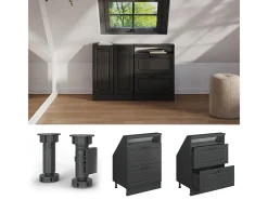 Vicco Móvel De Arrumação*Armário de cozinha para sótão inclinado casa de campo antracite 60x46x81.6 r-line Cinza antracite