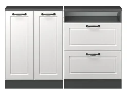 Armário de cozinha para sótão inclinado casa de campo branca 120x46x81.6 r-line*Vicco New