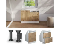 Vicco Móvel De Arrumação*Armário de cozinha para sótão inclinado carvalho artesanal 60x46x81.6 r-line Natural claro