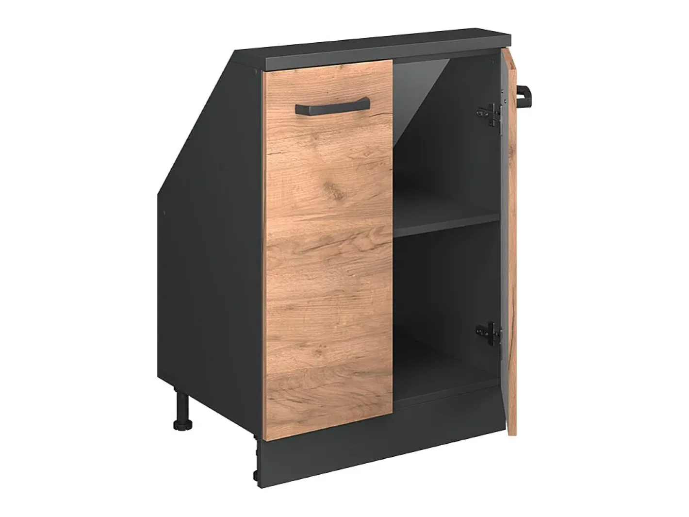 Vicco Móvel De Arrumação*Armário de cozinha para sótão inclinado carvalho goldkraft 60x46x81.6 r-line Natural escuro