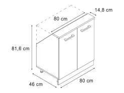 Armário de cozinha para sótão inclinado -cinza 80x46x81.6 r-line*Vicco Sale