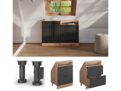 Vicco Móvel De Arrumação*Armário de cozinha para sótão inclinado casa de campo antracite 60x46x81.6 r-line Cinza antracite