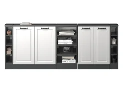 Vicco Móvel De Arrumação*Armário de cozinha para sótão inclinado casa de campo branca 210x46x81.6 r-line Branco sujo