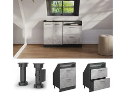 Vicco Móvel De Arrumação*Armário de cozinha para sótão inclinado betão 60x46x81.6 r-line Cinzento claro