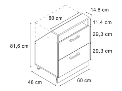 Armário de cozinha para sótão inclinado alto brilho 60x46x81.6 r-line*Vicco