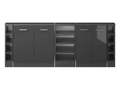 Vicco Móvel De Arrumação*Armário de cozinha para sótão inclinado antracite alto brilho 210x46x81.6 r-line Cinza antracite