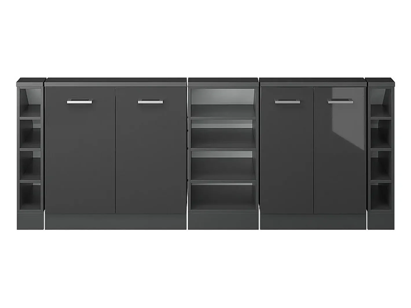 Vicco Móvel De Arrumação*Armário de cozinha para sótão inclinado antracite alto brilho 210x46x81.6 r-line Cinza antracite